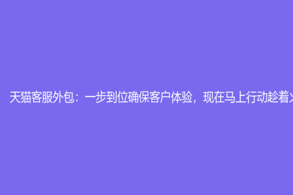 天貓客服外包：一步到位確?？蛻趔w驗，現在馬上行動趁著火熱