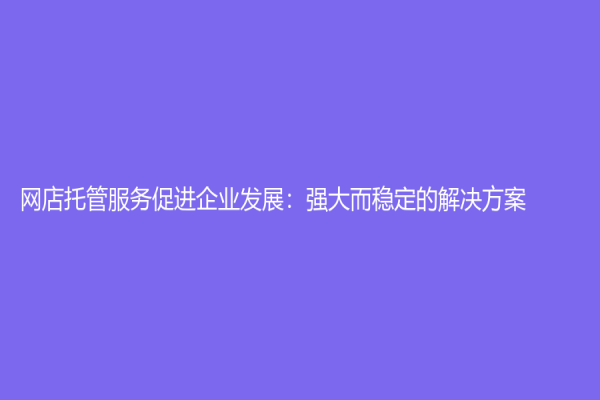 網店托管服務促進企業發展：強大而穩定的解決方案